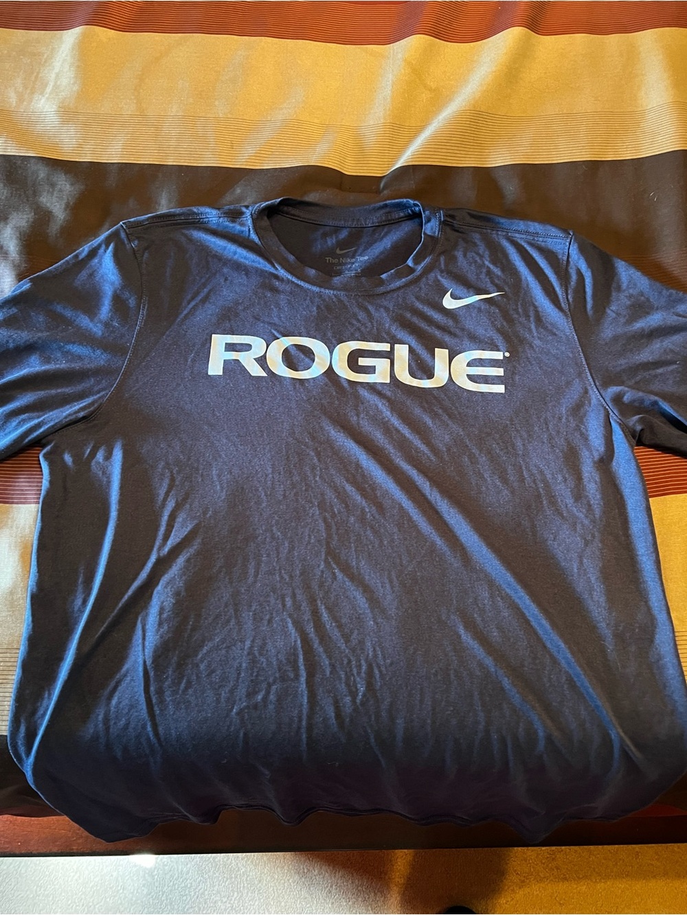 Nike Navy Long-Sleeve 'ROGUE' Performance Shirt with White Logo